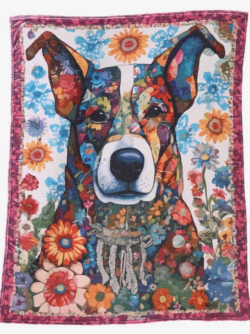 "Floral Soul" Bohemian Dog Flannel Fleece Throw Blanket ✨ 50x60
